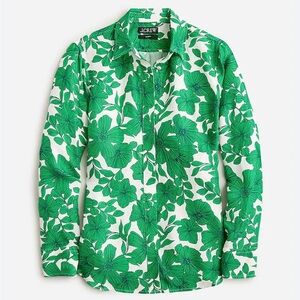 J. Crew Classic Shirt with Green Floral Design  12